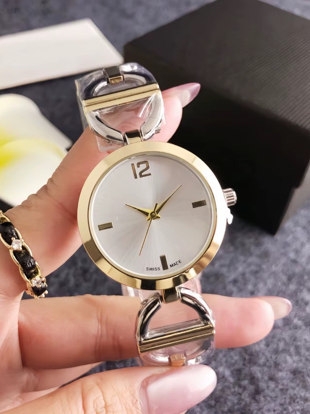 Nordstrom Two-Tone Gold and Silver Round Women's Bracelet Watch
